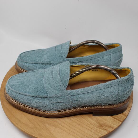 Blackstock & Weber Shoes Mens 11 Ellis Penny Loafers Blue Suede Goodyear Welted - Picture 3 of 11